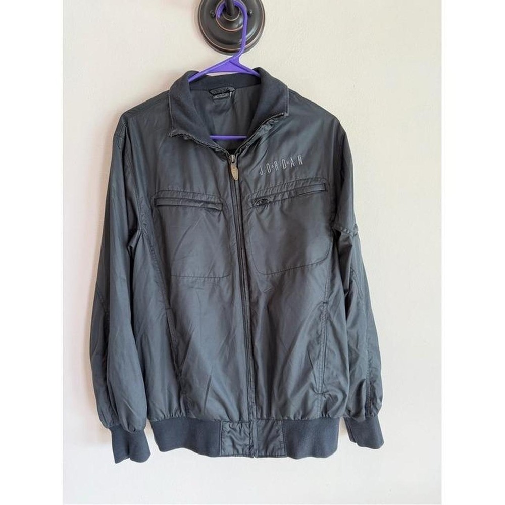 Jordan Brand Mens Black Full Zip Windbreaker Jacket Jumpman Logo Size Medium